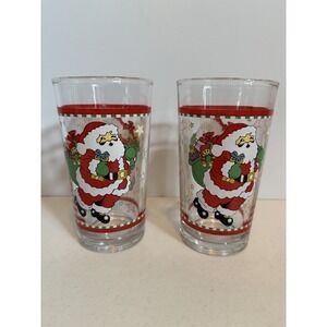 Santa Claus Glasses  Firna Imported from Indonesia 10 oz Christmas glass ware
